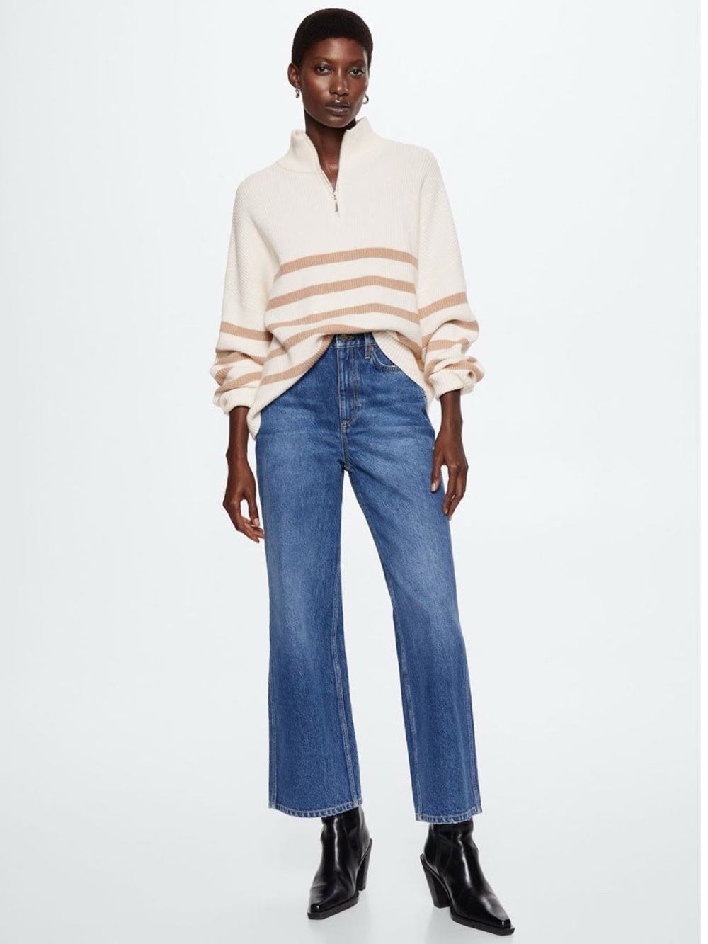 Mango Striped Sweater with Zipper - Picture 7 of 14